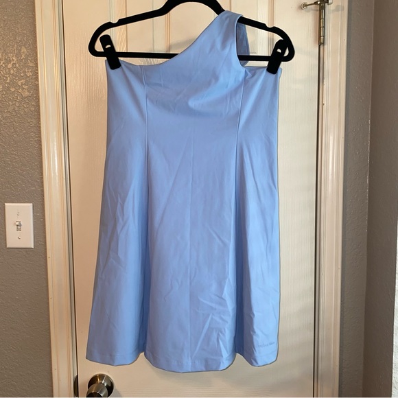 RARE - EUC Outdoor Voices One-Shoulder Dress with Liner in Sky, Size Medium - Picture 2 of 3
